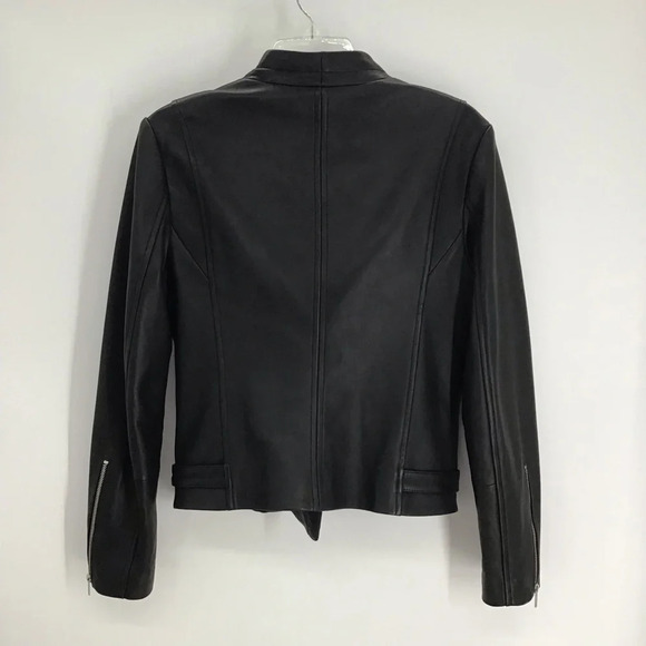 Theory Phelan Lambskin Ultra Soft Leather Moto Style Jacket Black Size Large - Picture 5 of 13